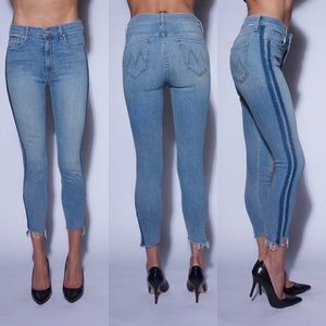 MOTHER - The Stunner Zip Ankle Step Fray Jeans in Light Kitty Racer - Size 28